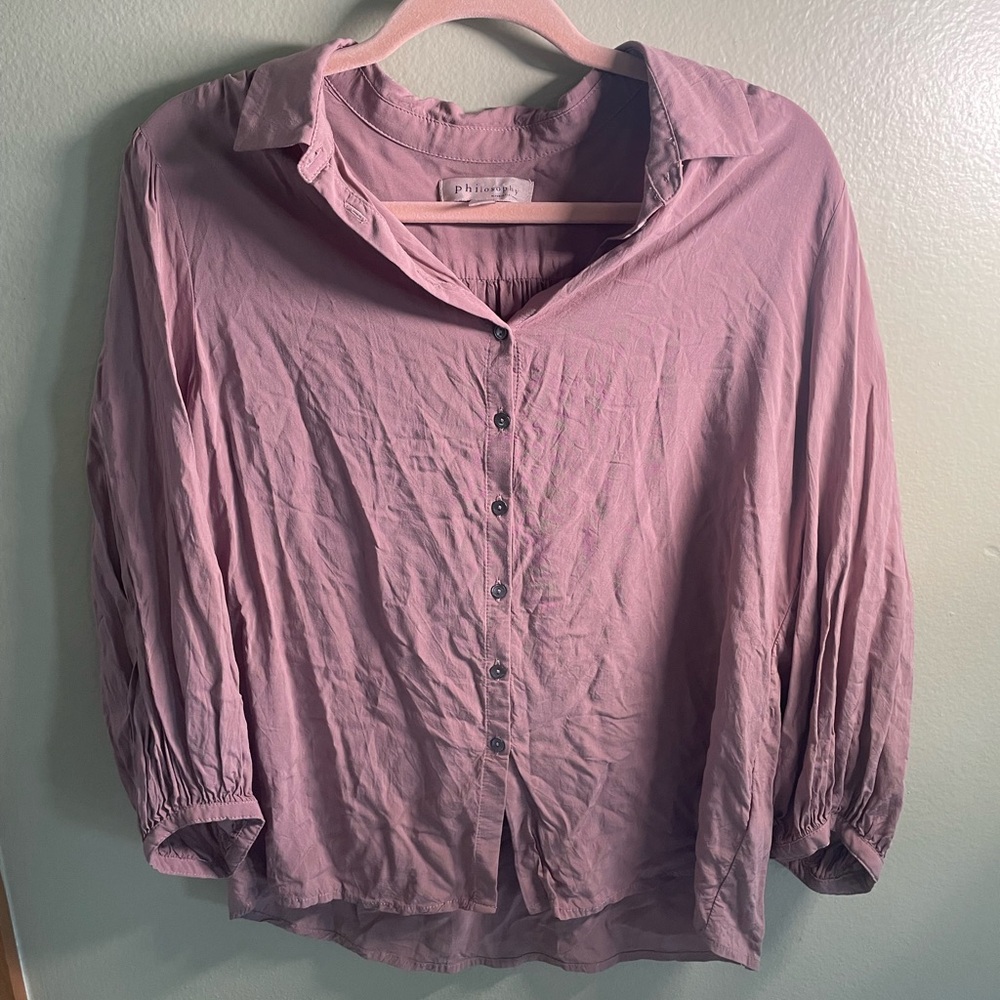 Philosophy Republic Clothing Women Pink Long Sleeve Blouse L